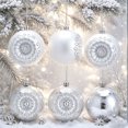 thumbnail image 1 of 6 Pack 3 Inch Silver Christmas Decorative Ball Ornaments, Hanging Pendant Bauble for Xmas Tree Wedding Holiday Party Festival Home Decor, 1 of 6