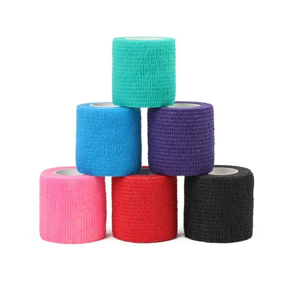 6 Pack 3 Inches Cohesive Bandage Self Adhesive Wrap Elastic Self Adherent Vet Wrap Breathable Self Stick Tape for Wrist,Ankle,Sports,Tatoo Wrap(5 Yards,Multi Colors)