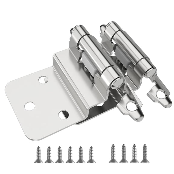 6 Pack(3 Pairs) 3/8" Inset Kitchen Cabinet Door Hinges, Semi-Concealed Hinges, Self-Closing Cabinet Hinges with Mount Screws