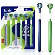 6 Pack Autism-Friendly 3-Sided Adult Toothbrush, High-Density Ultra-Soft Bristles Enveloping Clean, Ergonomic Non-Slip Handle for Limited Grip, Gentle Deep Cleaning for Sensitive Gums, Special Needs