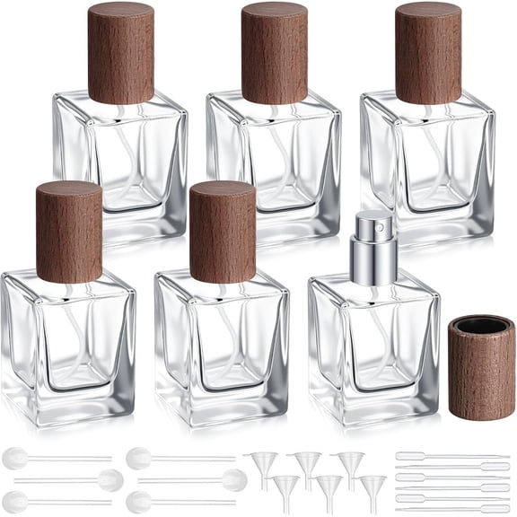 6 Pack 30/50 ml Empty Glass Perfume Bottles Bulk Refillable Atomizer Cologne Bottles DIY Perfume Making Supplies   Packaging Glass (30 ml,Dark Beech)