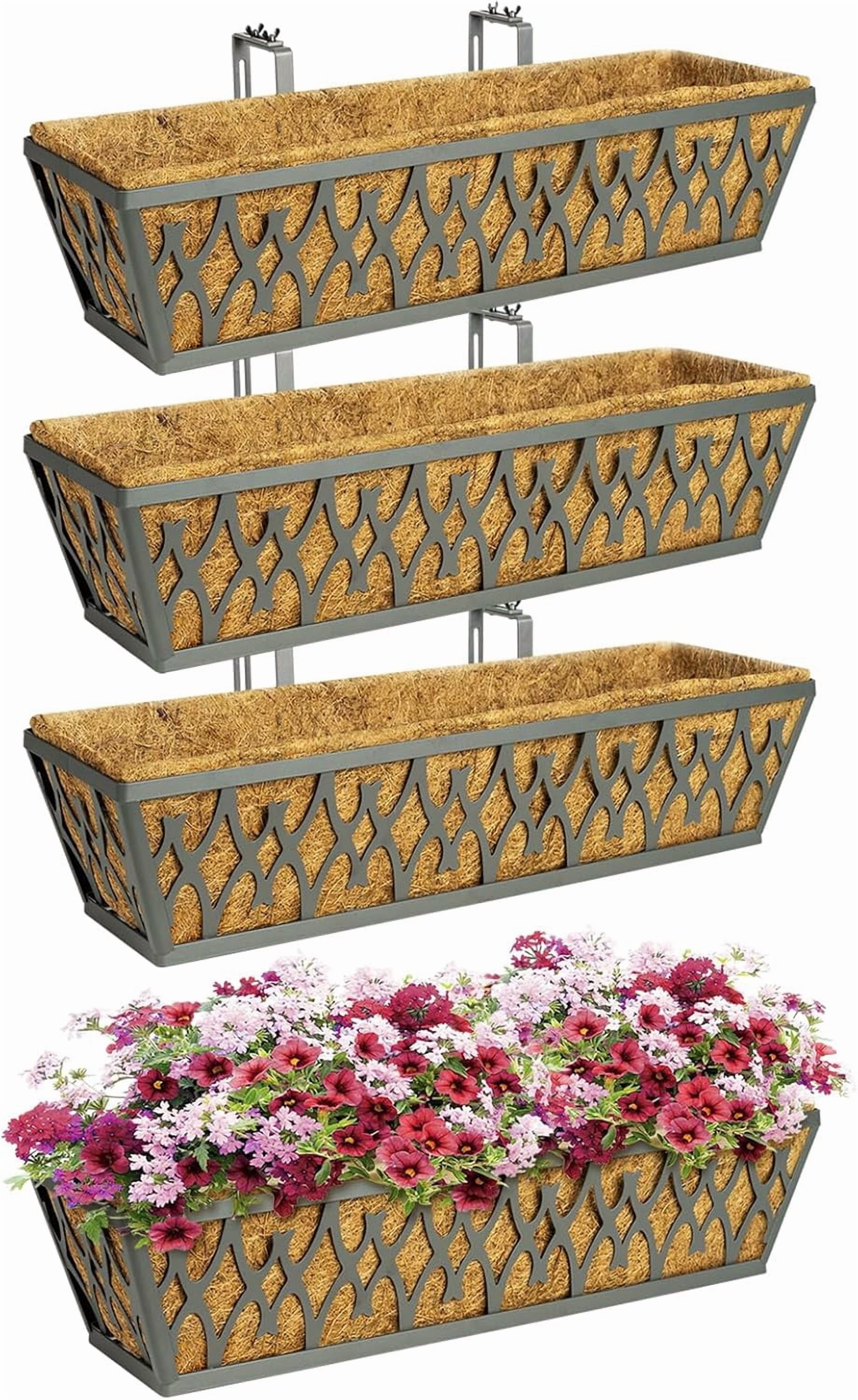 Rugg 30 Inch Window Box 6 Pack 30 Inch Window Boxes Planters Railing Planter Box with ...