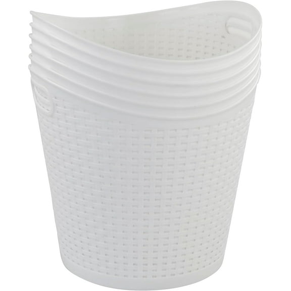 6-Pack 30 L Plastic Laundry Hamper, Large Plastic Storage Basket, White