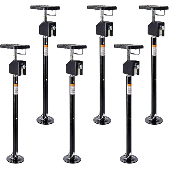 6 Pack 30000 lb RV Slide Out Stabilizer Jacks Flat Top 21-49 In Drill and Hand Crank