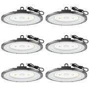6 Pack 300W Ufo LED High Bay Light, 45000LM 6000K Daylight IP65 Waterproof Commercial Warehouse Garage Factory Barn Workshop Lighting with 5FT US Plug
