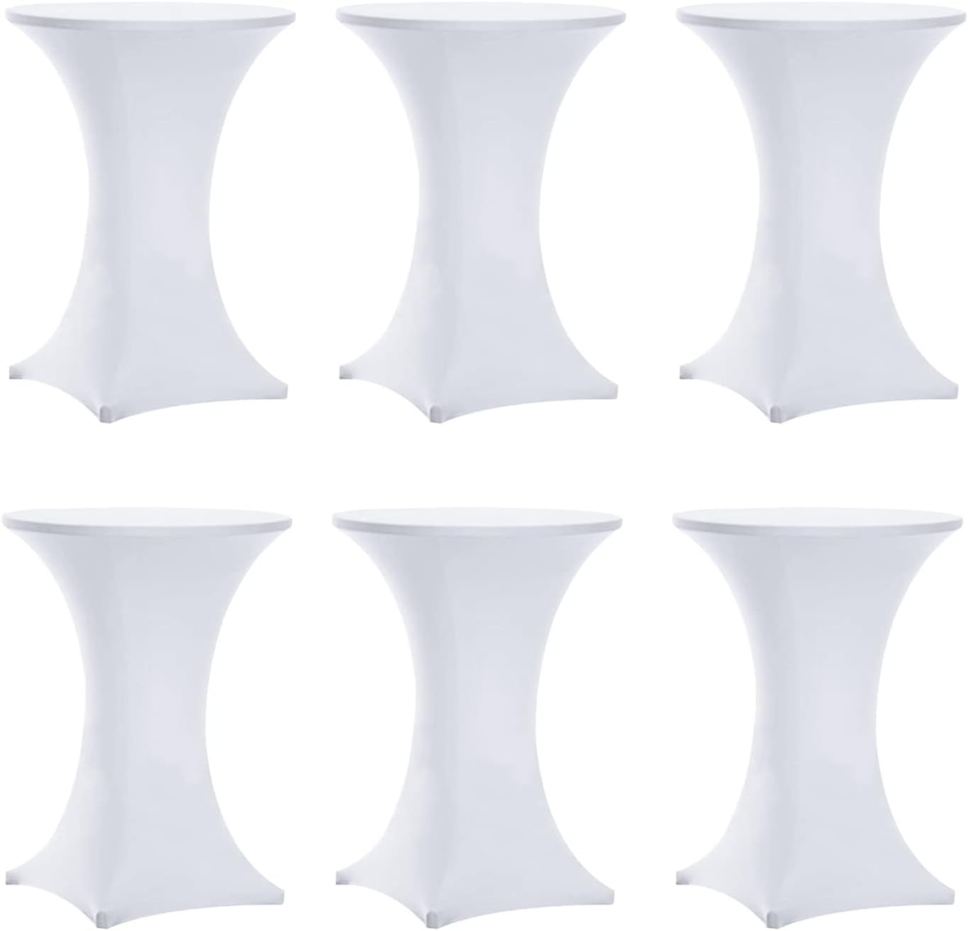 6 Pack 30x42 Inch Highboy Spandex Cocktail Table Covers White, Cocktail
