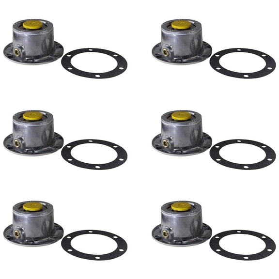 6 Pack 3434024 Aluminum Trailer Hub Cap with Rubber Plugs & Gasket - 6 Holes Wheel Hubcap with Side Pipe Plugs for Trailer Axle Replaces 343-4024 1311 1436900006 180.10622 19QJ343 81024