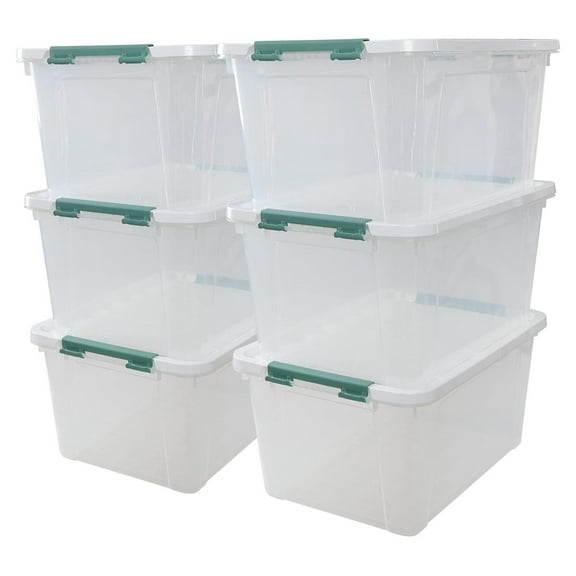 6-Pack 35 L Plastic Storage Box, Storage Box with Lids