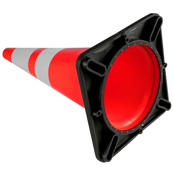6-Pack 36" Industrial Traffic Cones - Weatherproof PVC Hazard Cones with Weighted Base for High Visibility & Stability