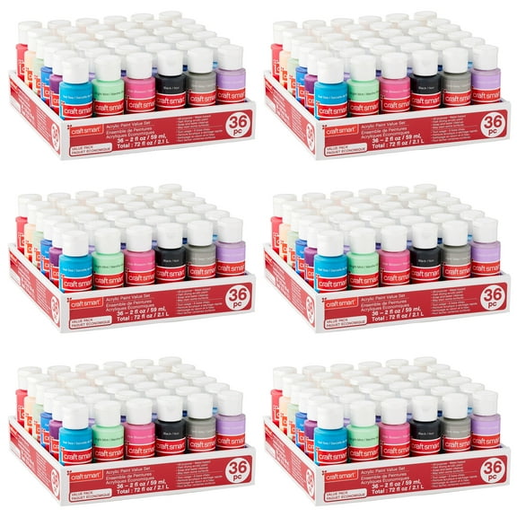 Craft Smart Acrylic Paint Value Set, 6 Packs: 36 ct. (216 total)