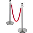 thumbnail image 1 of 6-Pack 38In Silver Stainless Steel Retractable Stanchion Posts with Red Rope, for Indoor & Outdoor Queue Management, 1 of 11