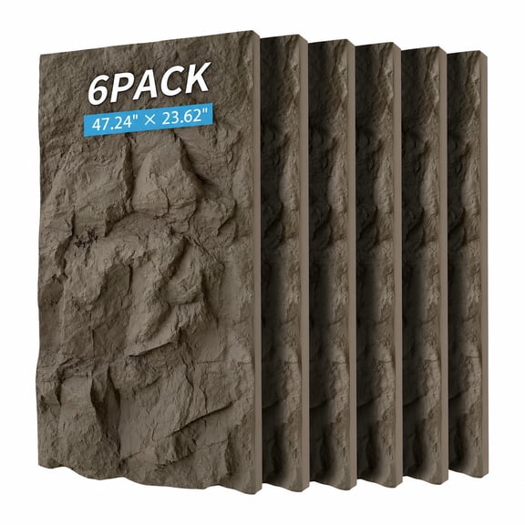 6-Pack 3D Faux Stone Wall Panels 47.2" x 23.6" Lightweight Waterproof Decorative Wall Covering, Wainscoting Panel for Indoor Home & Commercial