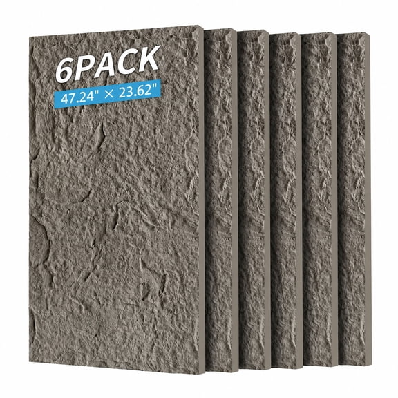 6-Pack 3D Faux Stone Wall Panels 47.2" x 23.6" Lightweight Waterproof Decorative Wall Covering, Wainscoting Panel for Indoor Home & Commercial