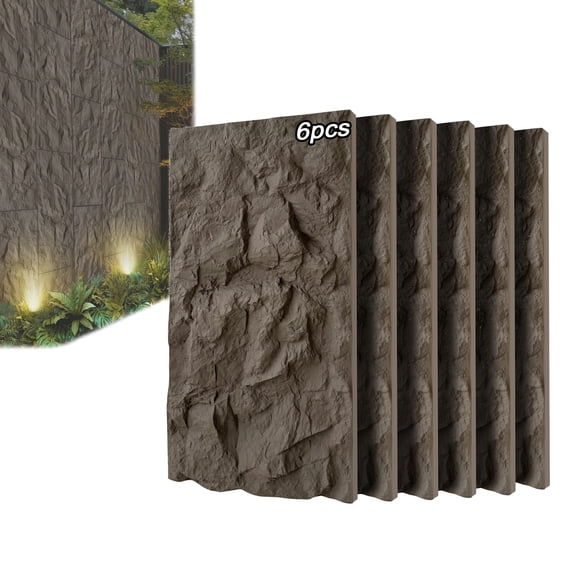 6-Pack 3D Faux Stone Wall Panels, 47.24" x 23.62" PU Cement-Texture Wainscoting Panels for Interior Walls, Waterproof & Lightweight, Covers 46.5 SF, for TV Wall Office Living Room