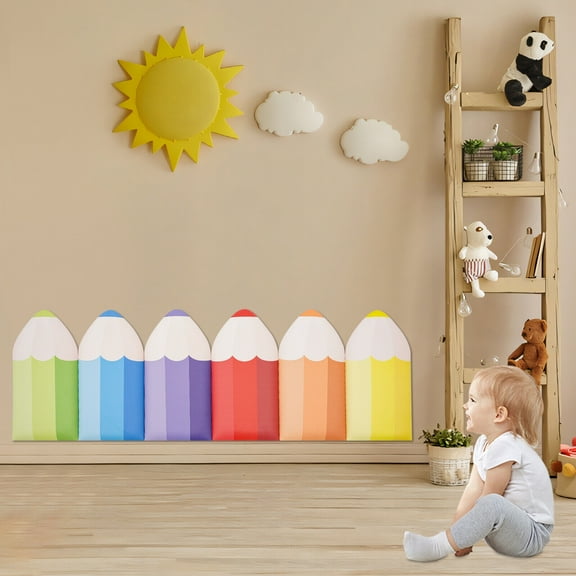 6-Pack 3D Pencil-Shaped Wall Padding for Kids, Colorful Baby Safety Guards for Bedrooms, Playrooms & Classrooms