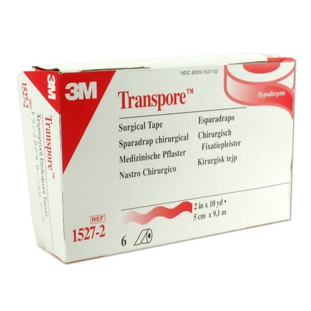 6-Pack 3M Transpore 1527-2 Surgical Tape, 2 in. x 10 yd. (Set of 6 Rolls)
