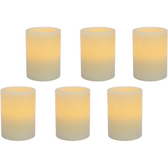 6 Pack 3x4 Flameless Led Pillar Candle W