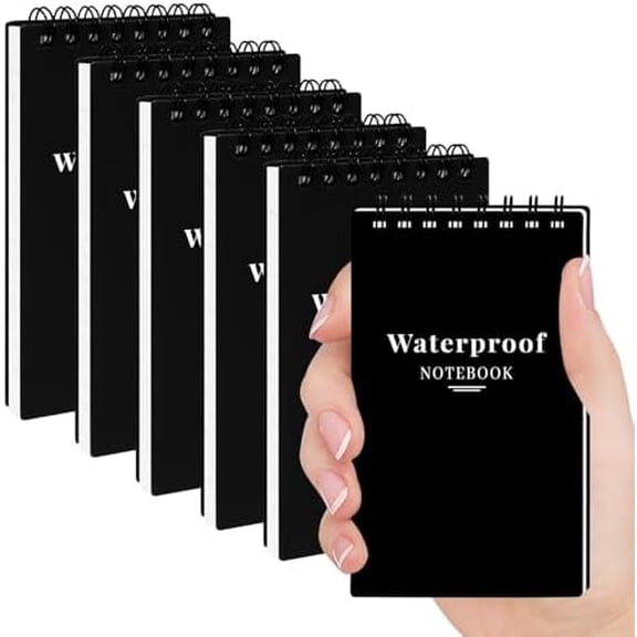 6 Pack 3x5" Waterproof Mini Notebook, Top Spiral Small Notepad for Outdoor | Pocket Notepad, Stone Paper Note Pads, All-Weather Tearproof Stain & Grease Resistant, for Camping Office Travel Work