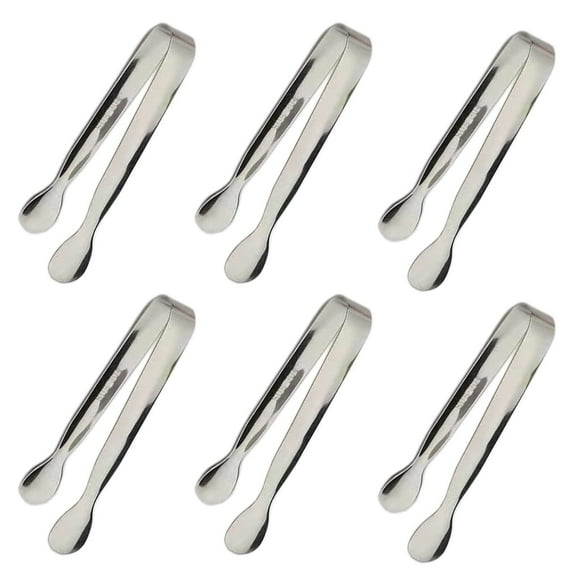 6 Pack 4.25 Inch Mini Stainless Steel Ice Tongs, Small Serving Clips for Snacks, Coffee Bar, Tea Party & Desserts