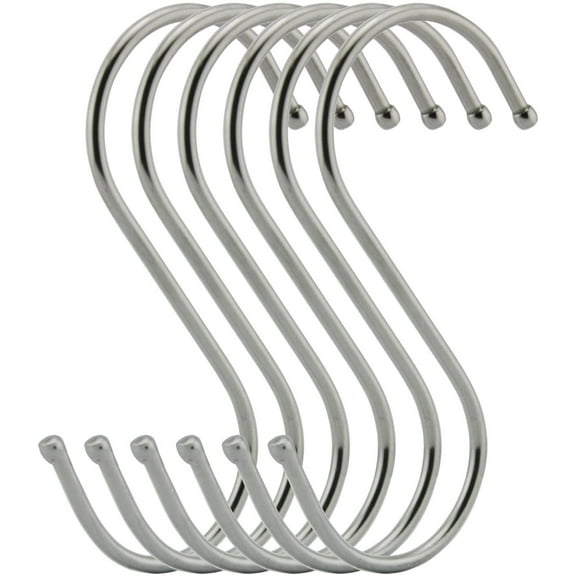 6-Pack 4.7 Inches Extra Large S Shape Hooks,Heavy-Duty Stainless Steel Hanging Hooks - Multiple uses,Ideal for Apparel, Kitchenware , Utensils , Plants , Towels , Gardening Tools.