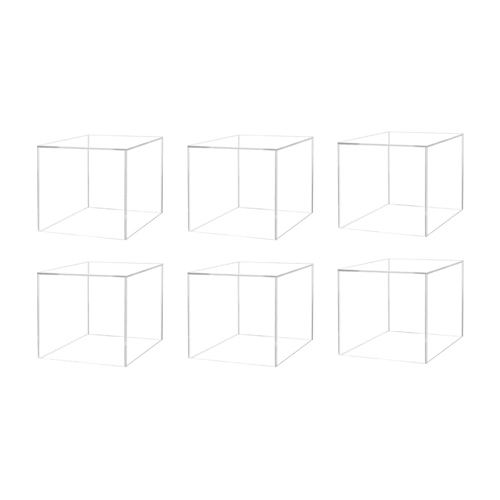 6 Pack 4" Display Riser Box With One Open Side Versatile Clear Square