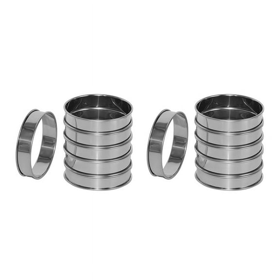 6 Pack 4' Double Rolled English Muffin Rings, Stainless Steel Crumpet Rings, Tart Rings, Round