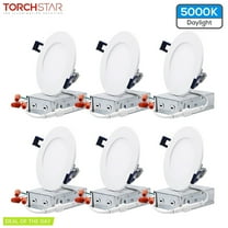 6 Pack 4 Inch LED Recessed Downlight with J-box, Dimmable, Ultra-Thin Panel, 5000K Daylight