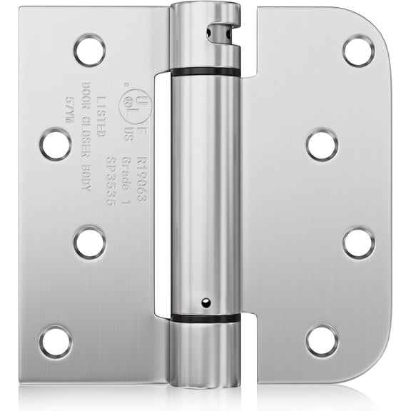 6 Pack 4 Inch Self Closing Door Hinges Brushed Nickel Spring Hinge 5/8" Radius Corner Adjustable Tension Heavy Duty Hardware