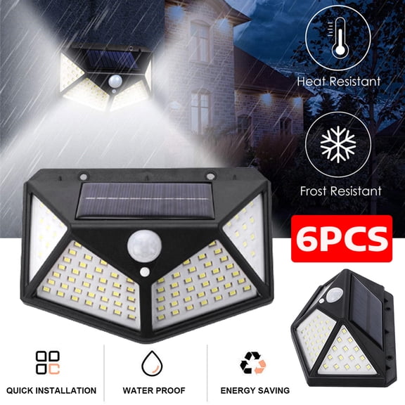 6 Pack 4-Side LED Solar Motion Sensor Wall Light, 3 Modes Outdoor Solar Security Flood Light, IP65 Waterproof Solar Powered Porch Light for Garage Yard Fence Patio Step Outside Lighting
