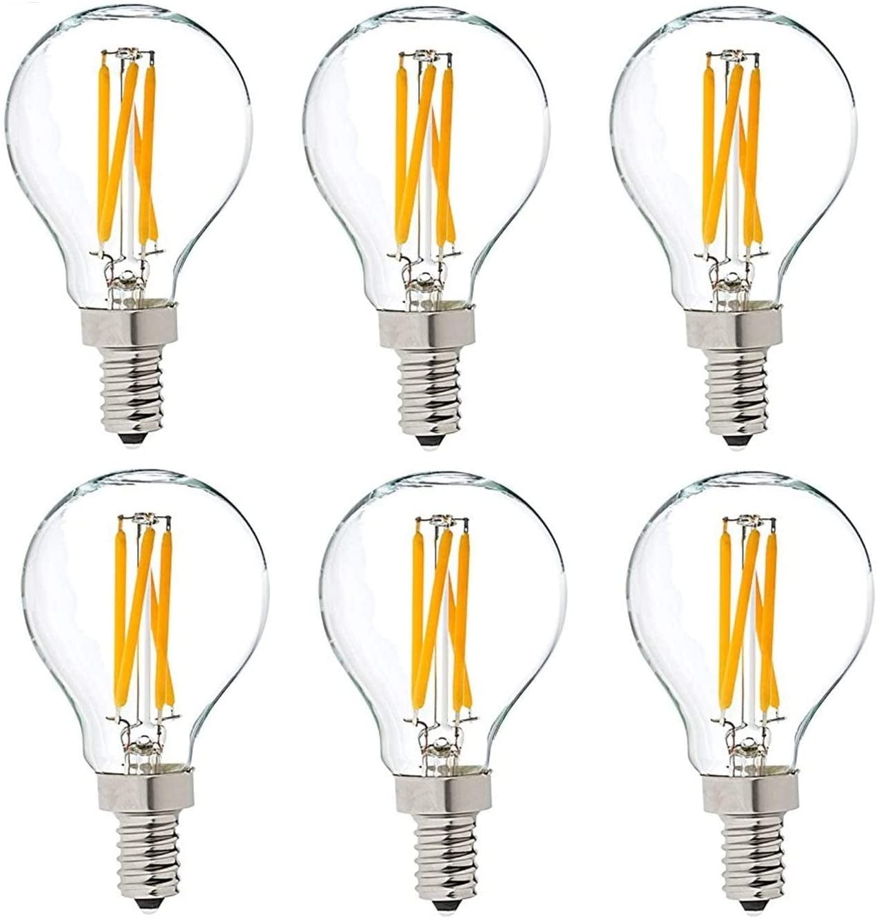 (6Pack) 4 Watt LED G16.5 Decorative (E12) Candelabra Base Globe Shape