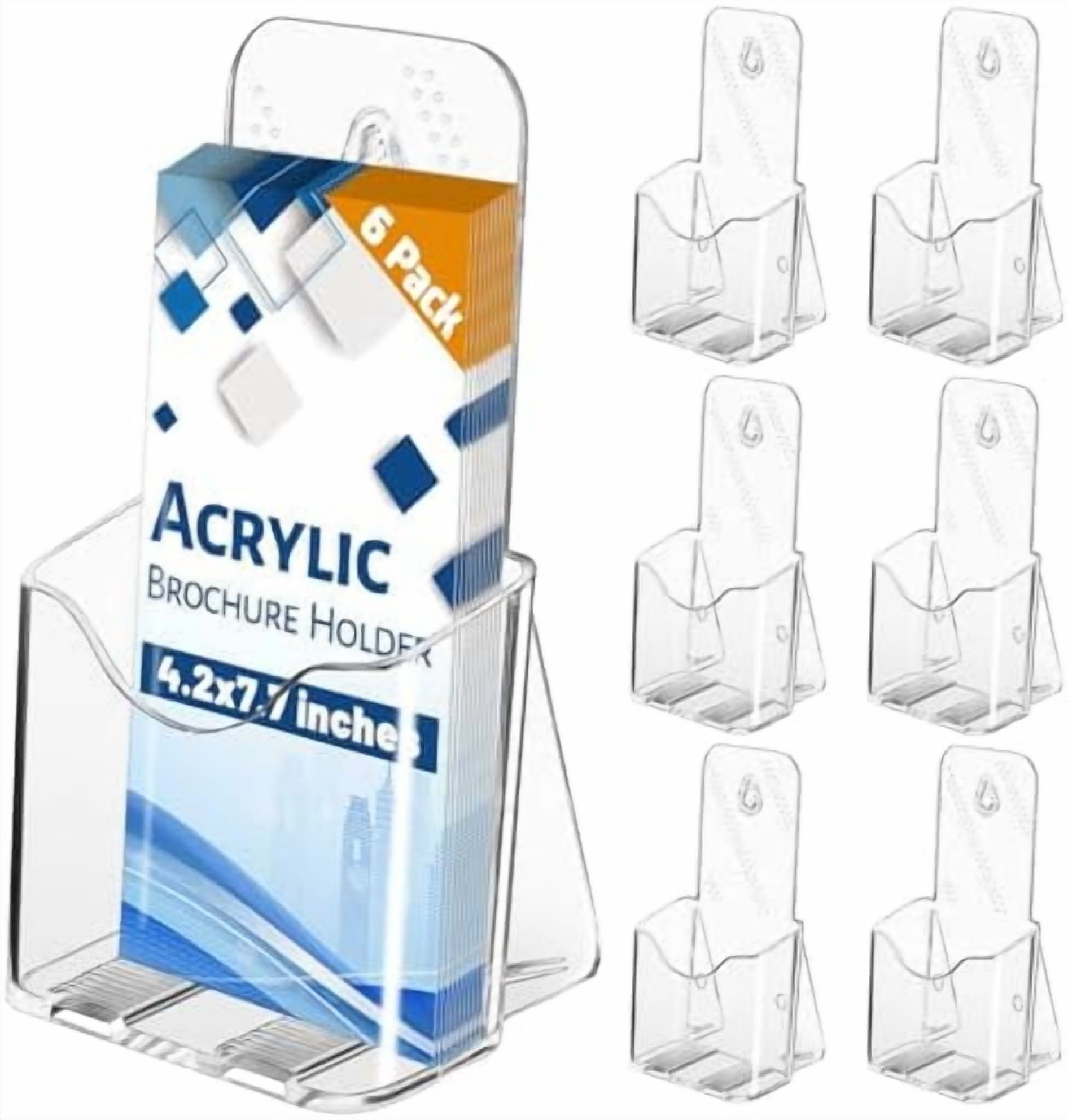 6 Pack 4 inches Brochure Holder Stand, Acrylic Pamphlet Display Stand ...