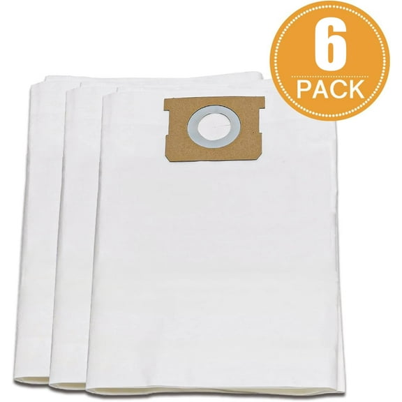 6-Pack,4 to 9 Gallon Standard Dust Bag, VDBMA 3701, Fits HART 4 to 9 Gallon Wet/Dry Vacuum Cleaners