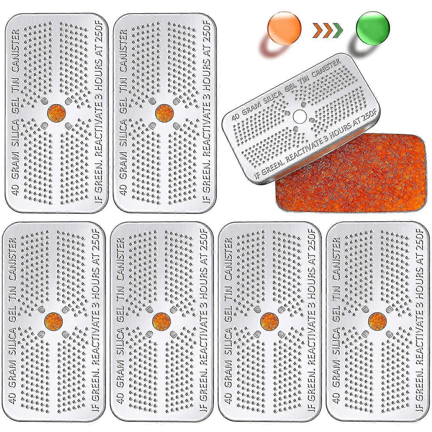 6 Pack 40 Gram Indicating Silica Gel Desiccant Canister Dehumidifier Orange Indicating Desiccant Reusable Moisture Absorber Bag For Car Closet Cabinet
