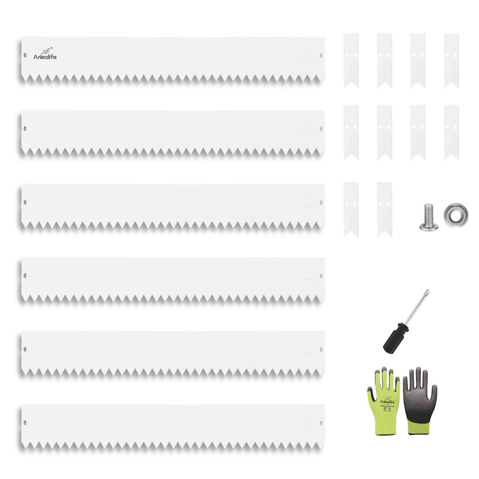 6 Pack 40" LX 6" H Galvanized Steel Garden Landscape Edging, Black Powder Coated Lawn Border with Gloves and 10 Stakes (20FT Total) (6 inch tall, Antique White)…