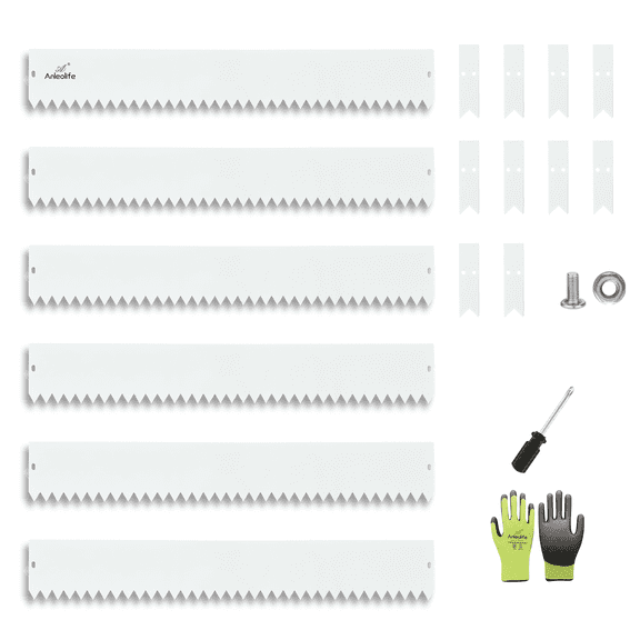6 Pack 40" LX 6" H Galvanized Steel Garden Landscape Edging, Black Powder Coated Lawn Border with Gloves and 10 Stakes (20FT Total) (6 inch tall, Antique White)…
