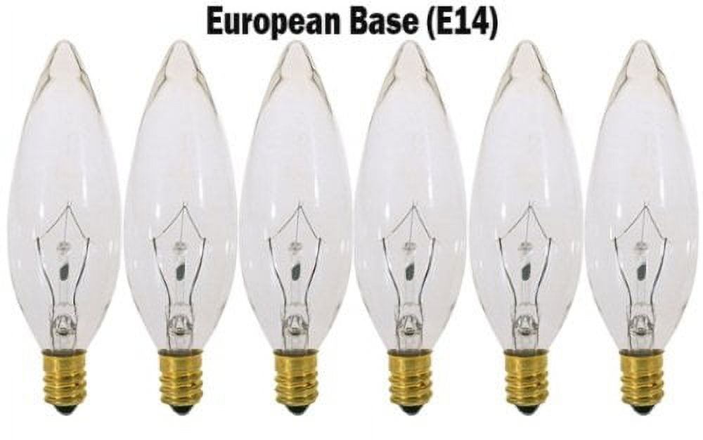 E14 Base LED Filament Candle Shape Light Bulb,E14 European Base Bulb,Warm  White 2700K 400LM 40W Equivalent,C35 Clear Glass Torpedo Shape Bullet