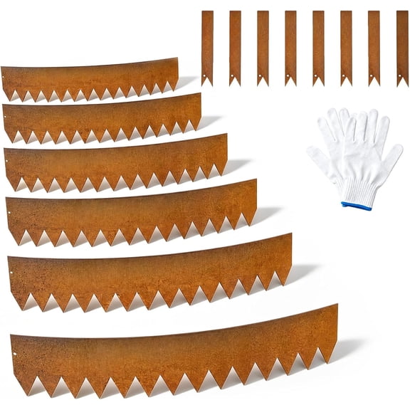 6 Pack 40" x 8" Galvanized Steel Landscape Edging, Hammer-in Metal Garden Border Edging with Corrugated Teeth, Heavy Duty Lawn Edging for Flower Beds & Pathways