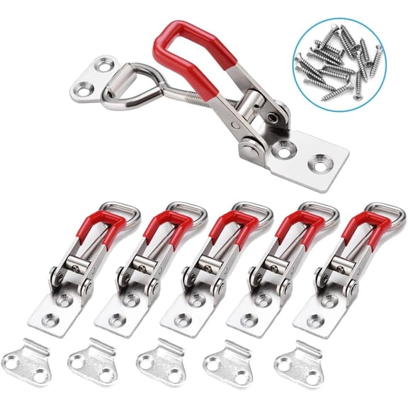 6-Pack 4001 330Lbs Holding Capacity Adjustable Toggle Latch Clamp Smoker Clamps 150Kg Quick Release Pull +24 Screws for Various Tool Box
