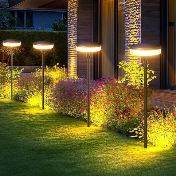 6 Pack 40LM Bright Solar Lights Outdoor, Up to 14Hrs, 31" Tall Solar Pathway Lights Outdoor Waterproof, Auto On/Off Outdoor Solar Lights for Yard Outside Patio Path Lawn