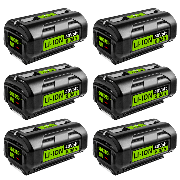 6 Pack 40V 8.0Ah Battery Replacement for Ryobi 40V Battery Compatible with Ryobi Battery Fits for Ryobi Battery 40V High Capacity OP4015 OP4026 OP40201 OP40261 OP4030 OP4040 OP40401 OP4050