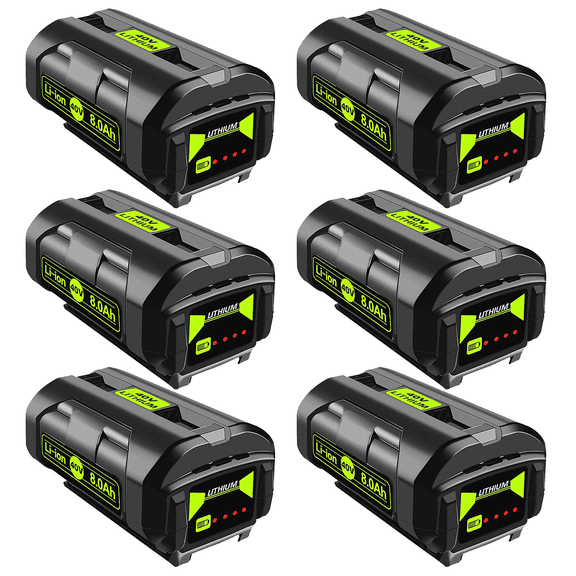 6 Pack 40V 8.0Ah Replacement for Ryobi Battery 40V Compatible with Ryobi 40v Battery Fits for Ryobi Battery OP4060 OP4015 OP4026 OP40201 OP40261 OP4030 OP4040 OP40401 OP4050 OP40501 OP40601