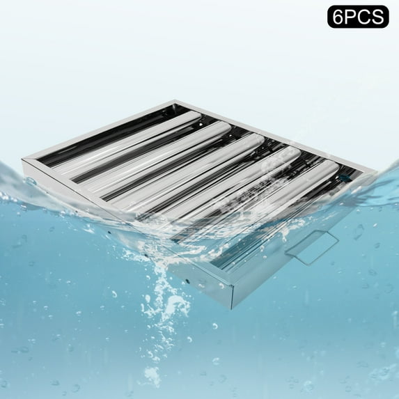 6-Pack 430 Stainless Steel Hood Filter for Range Hoods – Durable, Grease-Resistant, Fire-Safe, Easy-Clean, Commercial-Grade Kitchen Exhaust Filter