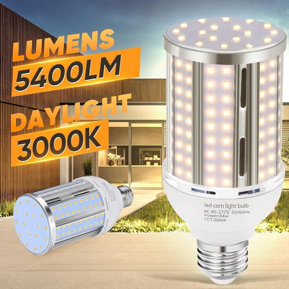 6 Pack 44W 3000K LED Corn Light Bulb,(390 Watt Equivalent) E26/E39 Medium/Large Mogul Base LED Cob Lamp Warm White 5,900LM for Outdoor Indoor Garage Warehouse Factory Workshop Street Backyard