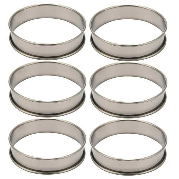 6 Pack 4Inch Double Rolled Muffin Rings,Stainless Steel Crumpet Rings