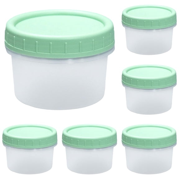 6 Pack 4oz Reusable Small Plastic Containers with Screw Lids, Small Food Storage Freezer Containers, Stackable Food Storage Jars, Sauce Condiment Jars Lunch Box Accessories （Green）
