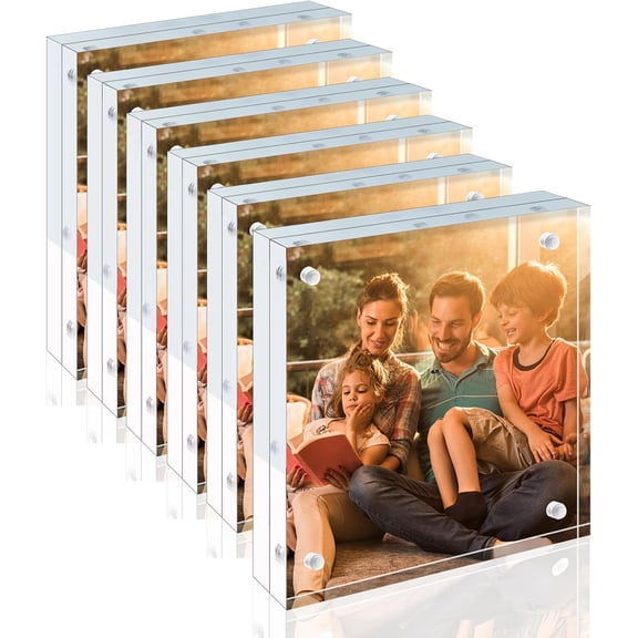 6 Pack 4x4 Inch Clear Acrylic Picture Frames 20mm Thick Double Sided Magnetic Desktop Display
