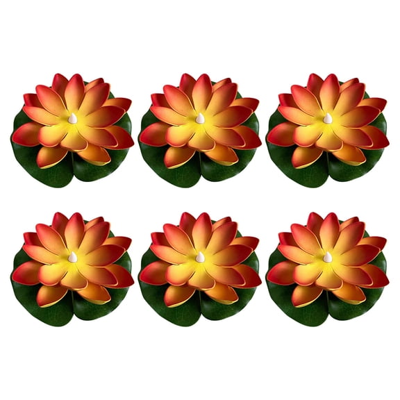 6 Pack 5.9 Inch LED Floating Lotus Flower Lights, Waterproof Water Induction Night Lamp for Swimming Pool Pond Garden Decor, Multicolor