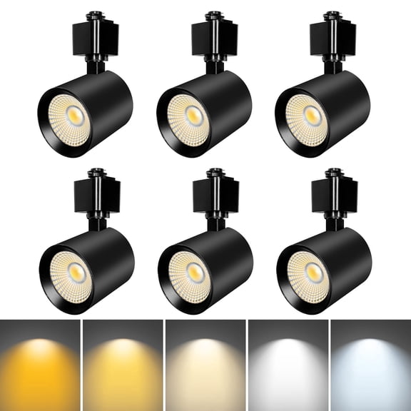 6 Pack 5-Color LED Track Lighting Heads H Type Track Light Heads Dimmable Bright Ceiling Spotlight Fixtures, 2700K-5000K, Flicker Free CRI90+, 36° Beam 10W 800lm, Black
