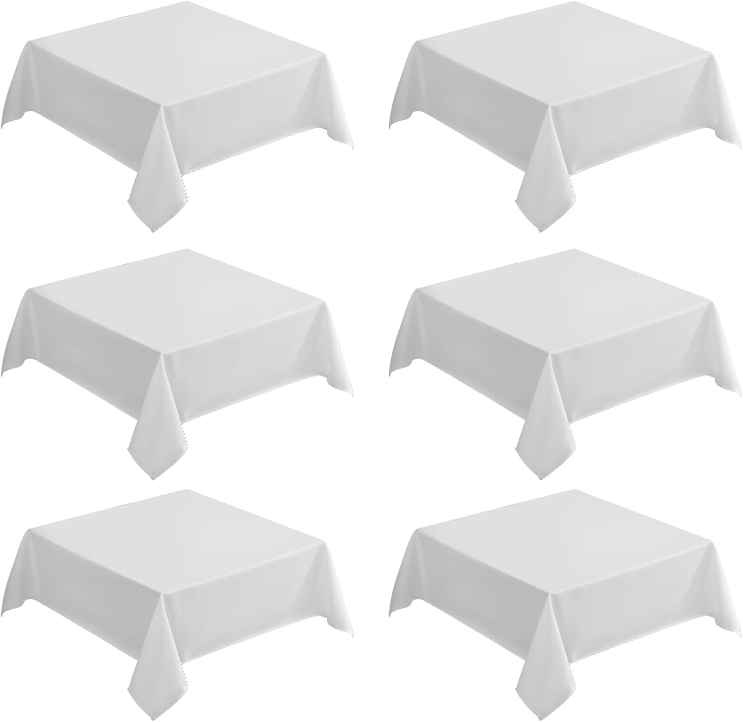 6 Pack 52 x 52 Inch White Square Tablecloths – Wrinkle and Stain ...