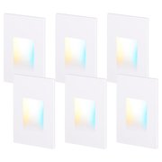 6 Pack 5CCT 120V LED Stair Lights Indoor Outdoor, 5%-100% Dimmable Step Lights Wet Location, CRI90+ & ETL, 2700K/3000K/3500K/4000K/5000K Aluminum Staircase Lights
